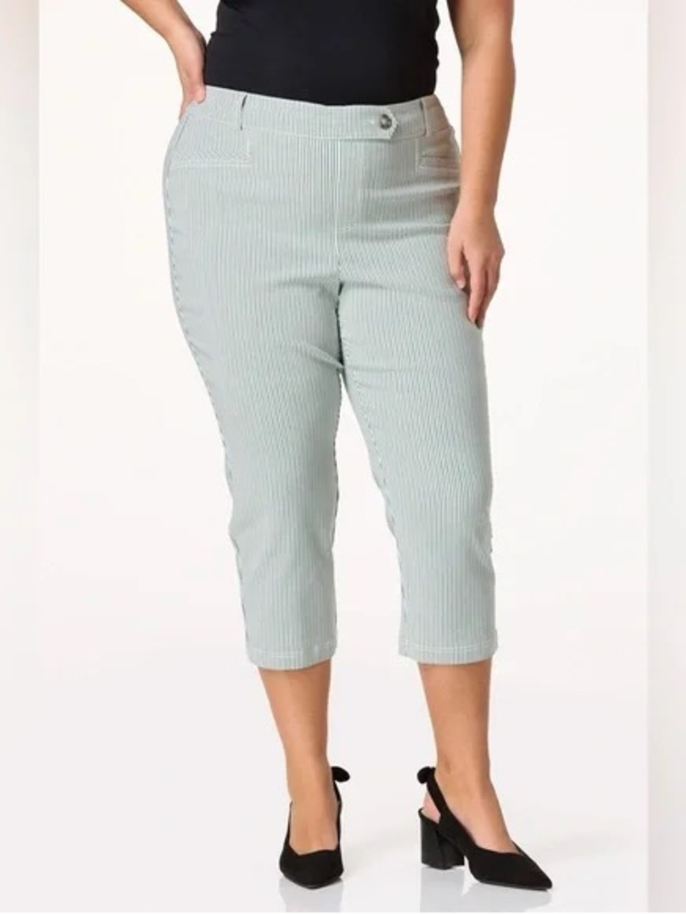 Cato | PLUS SIZE STRIPE CROPPED BENGALINE PANTS